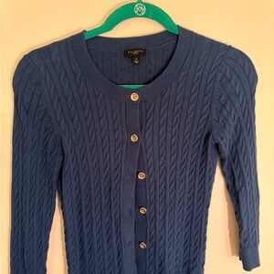 Talbots Classic Blue Cable Knit Cardigan